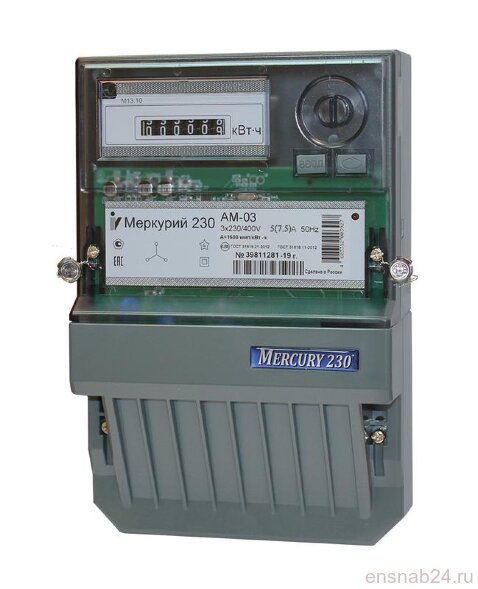  Счетчик Меркурий 230 AM-03 3ф 5-7.5А класс точн. 0.5S 1 тариф. импульс. вых. на панель мех. ОУ Инкотекс 00000032429 (Приборы измерения и учета) 