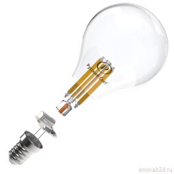 Лампа светодиодная филаментная RS F P45 E14 7W 220-240V 2700К 7Вт 810лм Ra 90 шар Русский Свет 15011245089