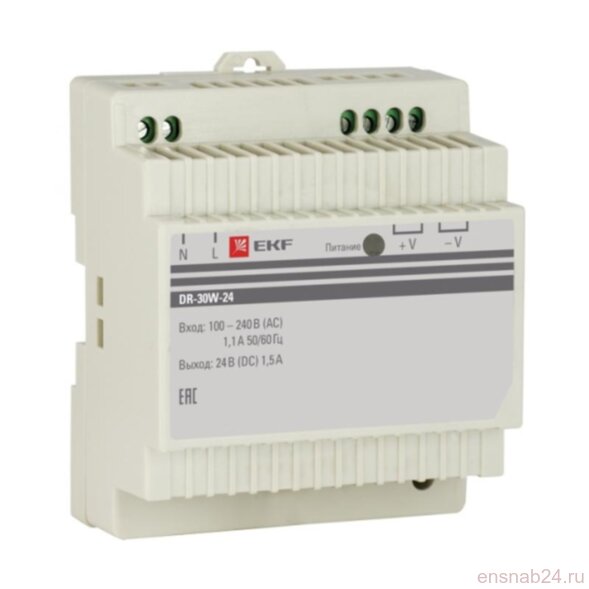  Блок питания 24В DR-30W-24 EKF PROxima | dr-30w-24 | EKF (Электромонтажные материалы) 