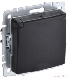 BRITE Розетка с заземлением со шторками с кр. 16А IP44 РСбш10-3-44-БрЧ черный | BR-R16-16-44-K02 | IEK