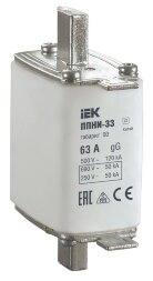 Вставка плавкая ППНИ-33 63А габарит 00 IEK DPP10-063