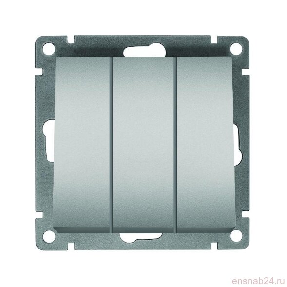  Выключатель 3-кл. СП Афина 10А IP20 механизм серебр. Universal A0043-S (Выключатели, переключатели, диммеры) 