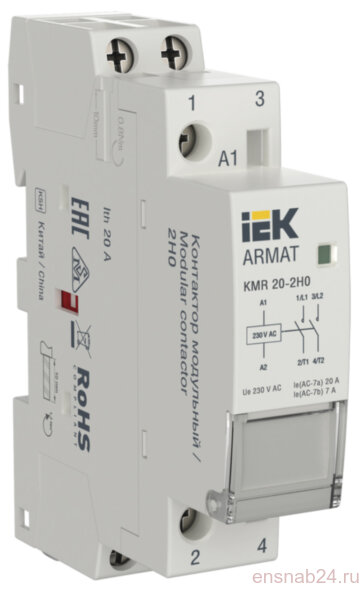  ARMAT Контактор модульный KMR 20А 230В AC 2НО | AR-KMR10-020-20-230 | IEK (Электромонтажные материалы) 