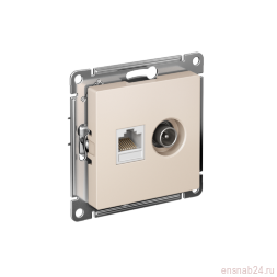 Розетка компьютерная + телевизионная 2-м СП AtlasDesign RJ45 кат.5E + TV механизм беж. SE ATN000289