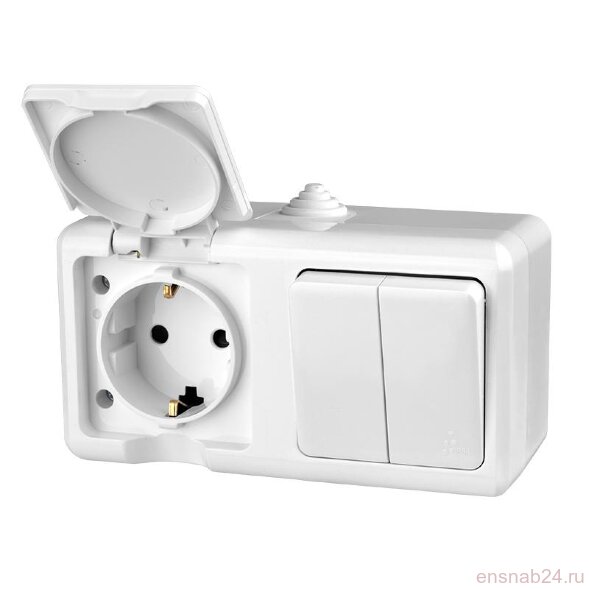  Блок ОП Dita (розетка 16А 250В с заземл. + 2-кл. выкл. 10А) IP54 бел. TOKOV ELECTRIC TKL-DT-V2RZ-C01-IP54 (Блоки комбинированные) 