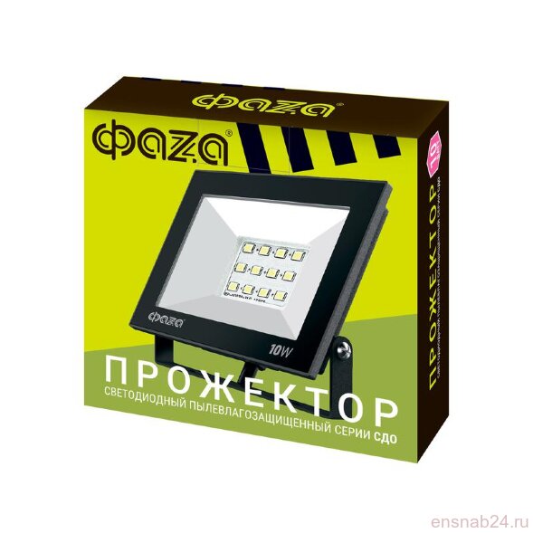  Прожектор светодиодный СДО-20 10Вт 6500К IP65 230В BL ДО прозр. закален. стекло ФАZА 5047242 (Прожекторы и светильники направленного света) 