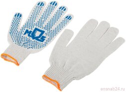 Перчатки вязаные (4 нити) 10 класс вязки х/б с ПВХ 12484