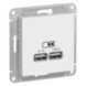  AtlasDesign Белый Розетка USB, 5В, 1 порт x 2,1 А, 2 порта х 1,05 А, механизм | ATN000133 | SE (Электромонтажные материалы) 