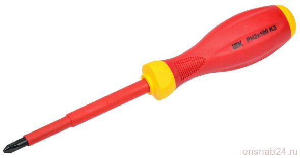  Отвертка диэлектрическая крестовая PH2х100 K3 1000В ARMA2L 3 IEK A2L3-SC30-K3-PH-20-100 (Отвертки) 