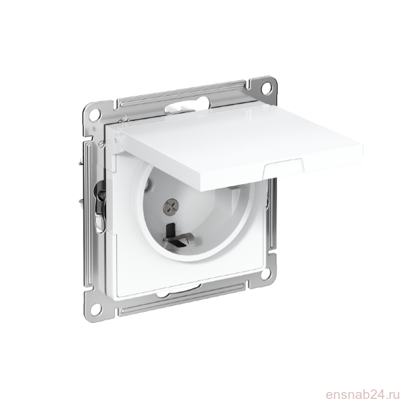  AtlasDesign Белый Розетка с заземлением со шторками с крышкой, 16А, IP20, механизм | ATN000146 | SE (Электромонтажные материалы) 