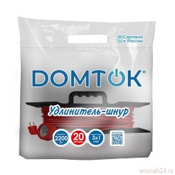 Удлинитель-шнур на рамке 1х20м с заземл. 10А IP20 2.2кВт ПВС 3х1 DOMTOK 2479