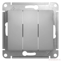 Выключатель 3-кл. СП Glossa 10А IP20 (сх. 1+1+1) 10AX механизм алюм. SE GSL000331
