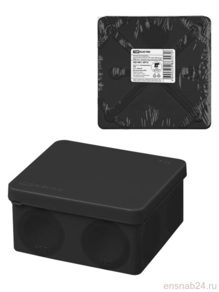  Коробка распаячная, двухкомпонентная, ОП 100х100х50 мм, IP66, 8 вх., черная, инд. штрихкод | SQ1401-2913 | TDM (Электромонтажные материалы) 