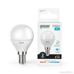 Лампа светодиодная LED 8Вт E14 220В 4100К Elementary шар | 53128 | Gauss