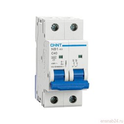 Выключатель автоматический двухполюсный NB1-63 2P 40A 6кА х-ка C (DB) (R) | 179665 | ЧИНТ (CHINT)