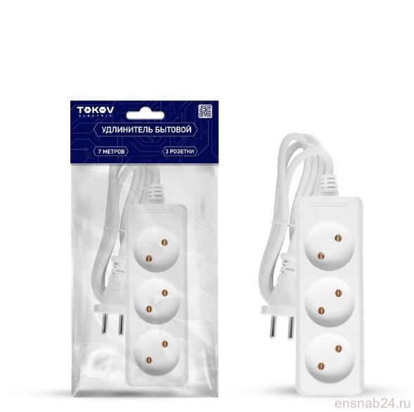  Удлинитель 3х7м без заземл. 16А 2х1 TOKOV ELECTRIC TKE-C01-BU3-7-1 (Удлинители, блоки розеток, разветвители, переходники) 