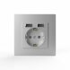  Розетка 1-м СП Pixel IP20 с заземл. с 2-мя заряд. устр. USB тип A+A механизм айс TOKOV ELECTRIC TKE-PX-R1U2A-C34 (Розетки) 