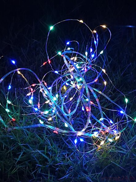  Гирлянда светодиодная "Разноцветные нити" 100LED 7м (4м+3м) мультиколор на солнечной батарее аккумулятор AA NI-MH 600мАч IP44 КОСМОС KOC_SOL196 (Иллюминационное, декоративное освещение ) 