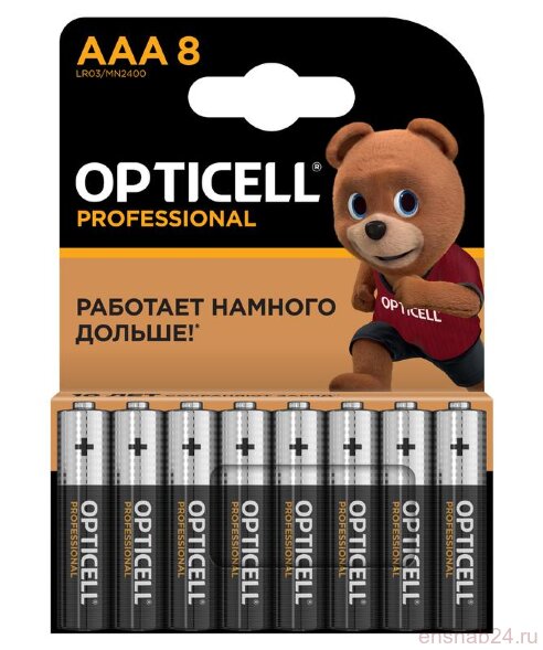  Элемент питания алкалиновый AAA/LR03 (блист. 8шт) Professional Opticell 5052008 (Батарейки) 