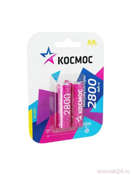 Аккумулятор AA/R6 2800мА.ч NI-MN BP-2 (блист.2шт) КОСМОС KOCR6NIMH2800MAH2BL (Аккумуляторы) 