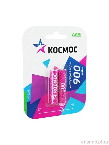  Аккумулятор AAA/R03 900мА.ч NI-MN BP-2 (блист.2шт) КОСМОС KOCR03NIMH(900MAH) (Аккумуляторы) 