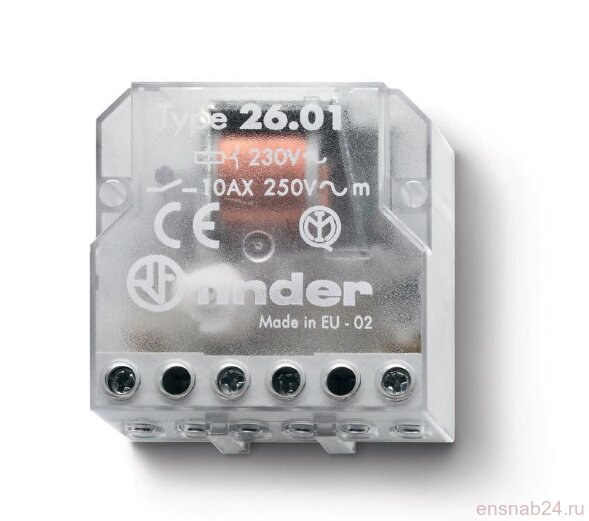  Реле шаговое электромеханич. 1NO 10А 2 состояния AgNi 230В AC монтаж в коробке IP20 FINDER 260182300000 (Исполнительные реле) 