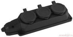 Колодка каучуковая с/з 3гн 16A IP44 черная K-3e-B-IP44| Б0044545 | ЭРА