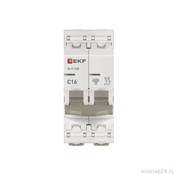  Выключатель автоматический модульный 2п C 16А 6кА ВА 47-63N PROxima EKF M636216C (Выключатель автоматический модульный) 