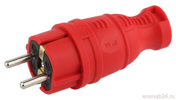  V8-RED-IP44 ЭРА Вилка каучуковая з/з прямая 16A IP44 красная | Б0044547 | ЭРА (Электромонтажные материалы) 