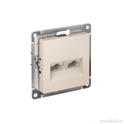 AtlasDesign Бежевый Розетка 2-ая компьютерная RJ45+RJ45, кат.5E, механизм | ATN000285 | SE