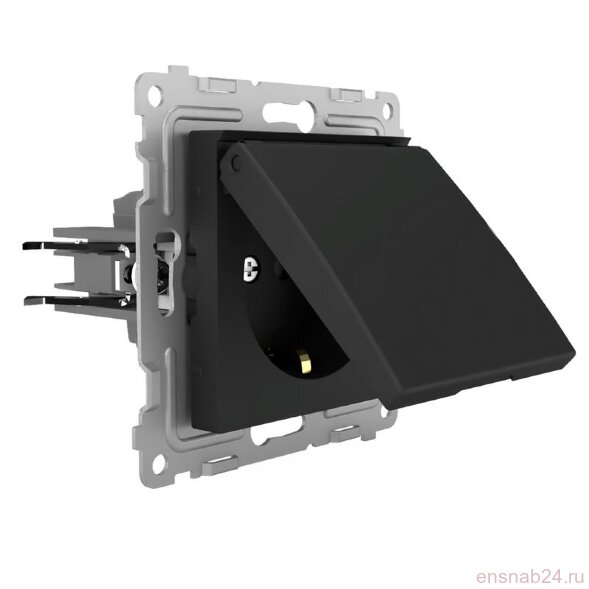  Розетка 1-м СП Pixel 16А IP20 с заземл. защ. шторки с крышкой механизм карбон TOKOV ELECTRIC TKE-PX-R1ZSW1-C14 (Розетки) 