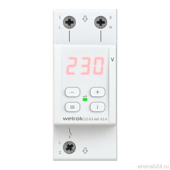  Реле контроля напряжения 3 клеммы D2-63 red 1ф 63А | 4660251140014 | Welrok (Электромонтажные материалы) 