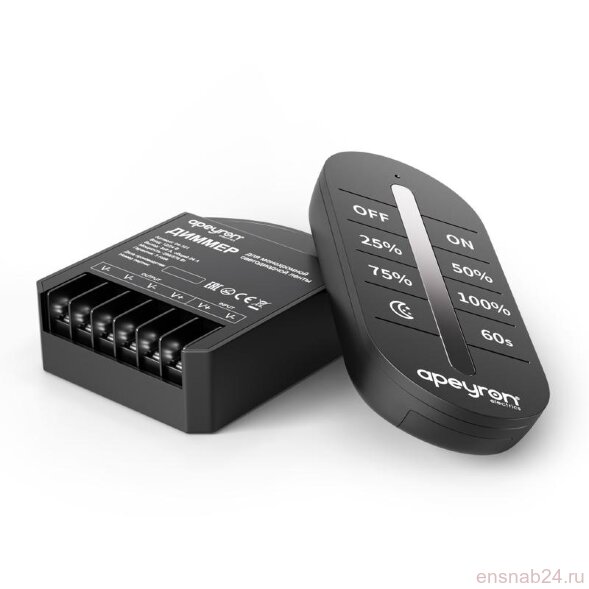  Диммер 12/24В 288/576Вт 3 канала 24А IP20 ПДУ RF сенсорный для монохромной светодиодной ленты Apeyron 04-101 (Выключатели, переключатели, диммеры) 