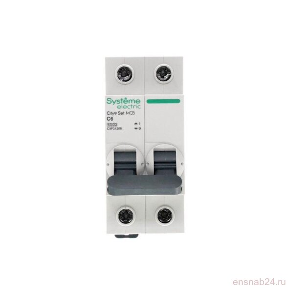  Выключатель автоматический модульный 2п C 6А 4.5кА City9 Set 230В SE C9F34206 (Выключатель автоматический модульный) 