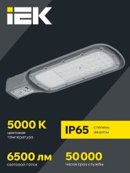 Светильник светодиодный ДКУ 1012-50Ш 5000К IP65 уличный консольный сер. IEK LDKU1-1012-050-5000-K03