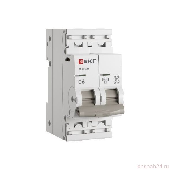  Выключатель автоматический 2п C 6А 4.5кА ВА 47-63N PROxima EKF M634206C (Выключатель автоматический модульный) 