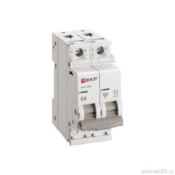  Выключатель автоматический 2п C 6А 4.5кА ВА 47-63N PROxima EKF M634206C (Выключатель автоматический модульный) 