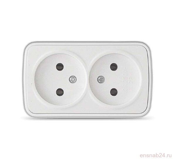  Розетка 2-м ОП Электра 16А IP20 без заземл. бел. Союз 0024 (Розетки) 