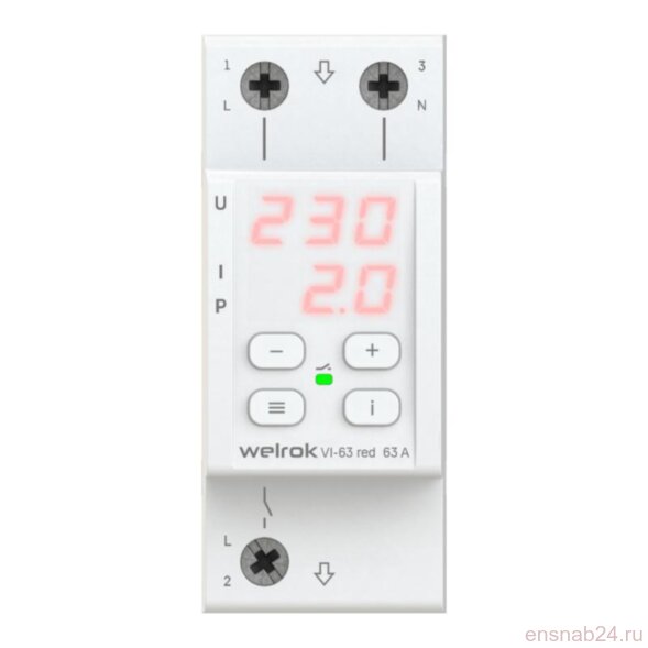  Реле контроля напряжения и тока VI-63 red 1ф 63А | 4660251140281 | Welrok (Электромонтажные материалы) 