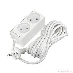 Удлинитель 2х7м без заземл. 10А IP20 2.2кВт ПВС 2х1 бел. DOMTOK 2348