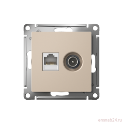 Розетка компьютерная + телевизионная 2-м СП AtlasDesign RJ45 кат.5E + TV механизм песочн. SE ATN001289