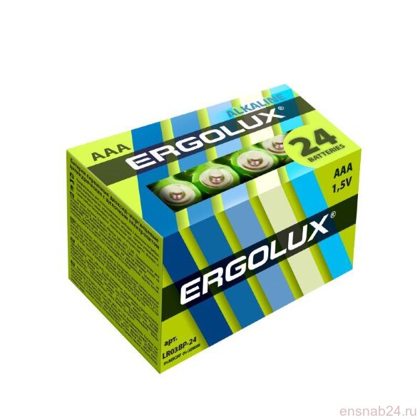  Элемент питания алкалиновый AAA/LR03 1.5В Alkaline BP-24 (уп.24шт) Ergolux 14213 (Батарейки) 