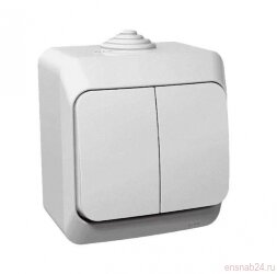 Этюд Белый О/У Выключатель 2-клавишный IP44 | BA10-042B | SE