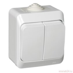 Этюд Белый О/У Выключатель 2-клавишный IP44 | BA10-042B | SE