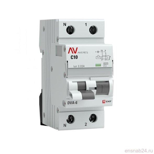  Выключатель автоматический дифференциального тока DVA-6 1п+N 10А C 30мА тип AC AVERES | rcbo6-1pn-10C-30-ac-av | EKF (Электромонтажные материалы) 
