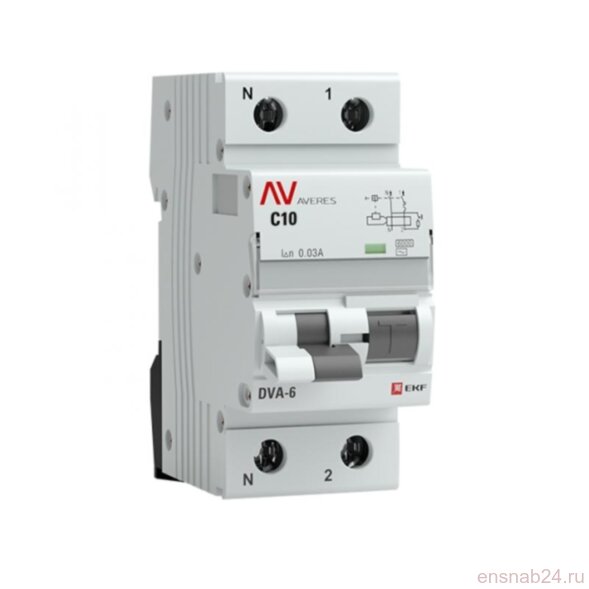  Выключатель автоматический дифференциального тока DVA-6 1п+N 10А C 30мА тип AC AVERES | rcbo6-1pn-10C-30-ac-av | EKF (Электромонтажные материалы) 