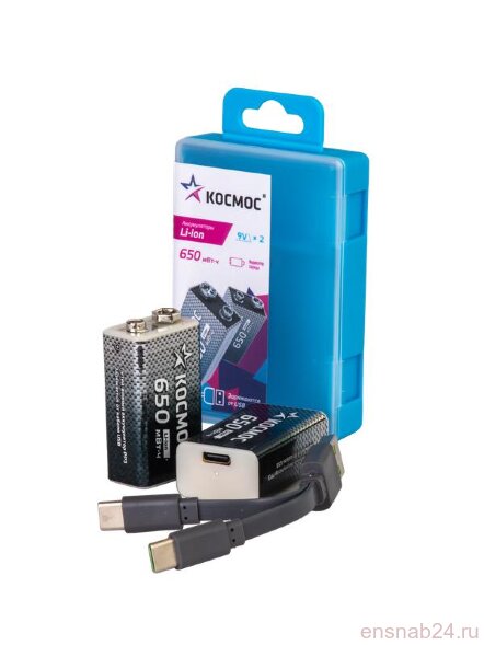  Аккумулятор крона Li-ion 9В 650мВт.ч (уп.2шт) КОСМОС KOCLi9V650mAh2B (Аккумуляторы) 