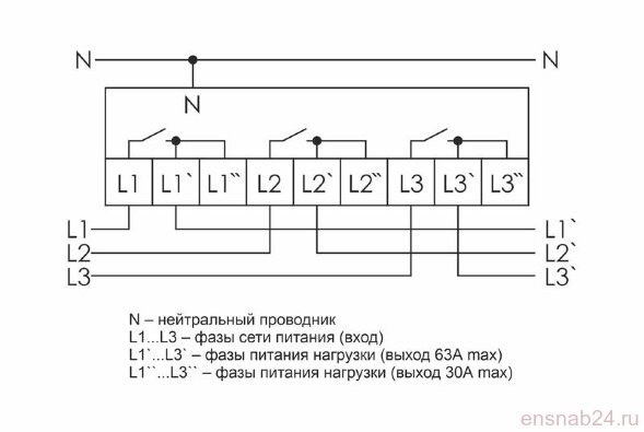  Реле контроля напряжения CP-723 (трехфазное; два режима работы - три однофазных реле или трехфазное реле напряжения; монтаж на DIN-рейке; 100…450 AC 3NO 3х63А) F&amp;F EA04.009.015 (Измерительные реле) 