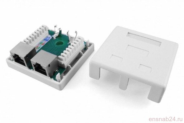  Розетка компьютерная 2-м ОП SB1-2-8P8C-C5e-SH-WH RJ45 (8P8C) кат.5E экранир. Dual IDC Hyperline 430233 (Компоненты системы на основе медных кабелей) 