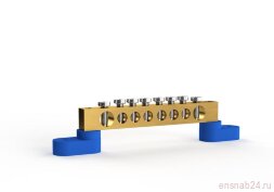 Шина нулевая 6х9мм 8 отвер. латунь У2-С на двух угловых изоляторах TOKOV ELECTRIC TKE-BSB-69-8-L2/N